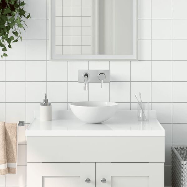 vidaXL Lavandino da Bagno in Ceramica Bianco Opaco Rotondo