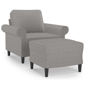 vidaXL Poltrona con Poggiapiedi Grigio Chiaro 60 cm in Tessuto