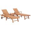 vidaXL Lettini Prendisole 2 pz con Tavolo in Legno Massello di Teak