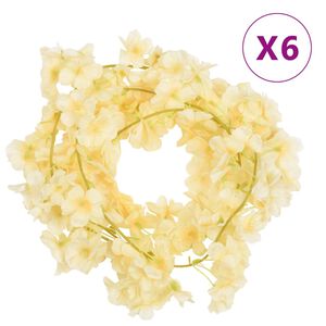 vidaXL Ghirlande Fiori Artificiali Natale 6 pz Champagne 180 cm