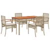 vidaXL Set da Pranzo da Giardino 5 pz con Cuscini Beige in Polyrattan