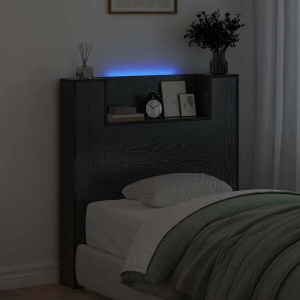 vidaXL Testiera Rovere Nero 100 x 15 x 103,5 cm Legno multistrato