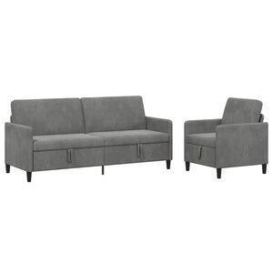 vidaXL Set di Divani con Storage 2 pz Grigio Scuro Poliestere