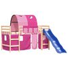 vidaXL Letto a Soppalco con Tunnel Bambini Rosa 80x200cm Massello Pino