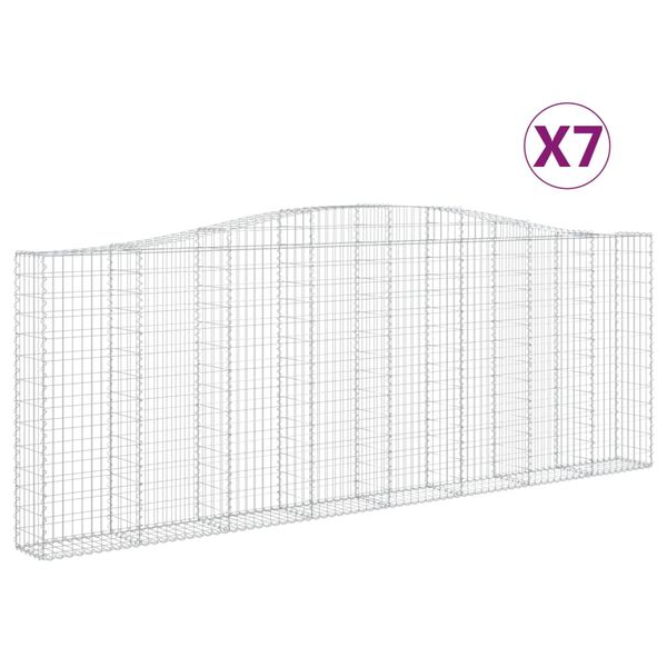 vidaXL Cesti Gabbioni ad Arco 7 pz 400x30x140/160 cm Ferro Zincato