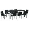 vidaXL Set da Pranzo per Giardino 9 pz Nero e Grigio Rattan in PE