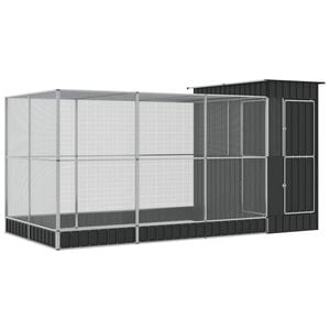 vidaXL Voliera con Estensione Argento 416x203x216 cm Acciaio