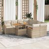 vidaXL Set Divano da Giardino 9 pz con Cuscini Beige Polyrattan Acacia