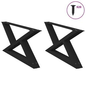 vidaXL Gambe per tavolino da caff&egrave; 2 pz Nere 70x(30-31,3) cm Acciaio