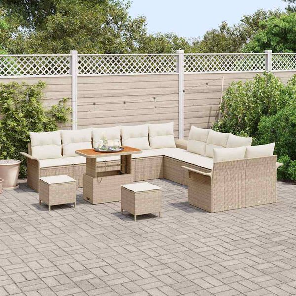vidaXL Set Divano da Giardino 13 pcs Beige polyrattan
