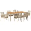vidaXL Set da Pranzo per Giardino 7 pcs Beige polyrattan