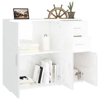 VidaXL Credenza Bianco Lucido 80x30x119,5 Cm In Legno Multistrato - 4