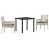 vidaXL Set da Pranzo per Giardino 3 pz Grigio chiaro polyrattan