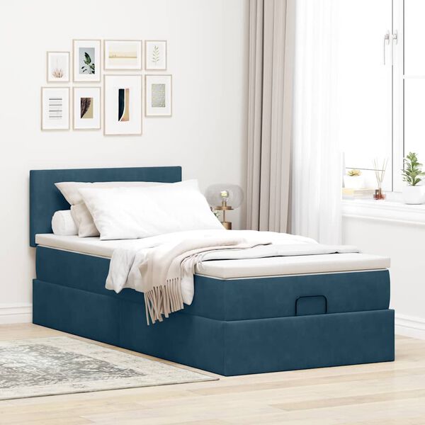vidaXL Struttura Letto Pouf con Materasso 90x190 cm in Velluto