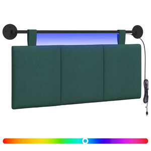 vidaXL Testiera sospesa Con luce LED Verde Scuro Tessuto