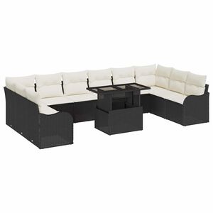vidaXL Set Divano da Giardino 11 pcs Nero Rattan in Polipropilene