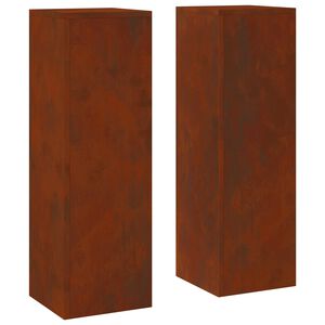 vidaXL Supporto per piante 2 pz Ruggine 24 x 24 x 75 cm Acciaio Corten