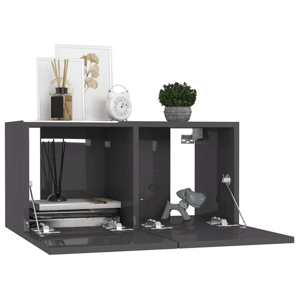 vidaXL Set Mobili TV 7 pz Grigio Lucido in Legno Multistrato