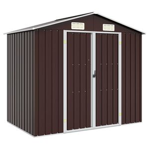 vidaXL Capanno da Giardino Marrone 205x129x183 cm in Acciaio Zincato