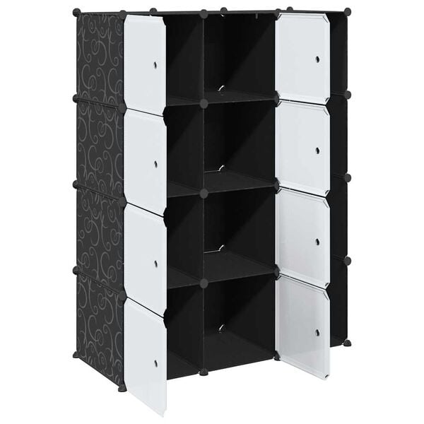 vidaXL Armadio Modulare con 9 Scomparti 109x36,5x143 cm Nero e Bianco