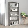 vidaXL Libreria 5 Ripiani Grigio Cemento 80x24x175cm Legno Multistrato