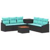 vidaXL Set di divani 8 pz Nero e Blu Rattan sintetico e Acciaio