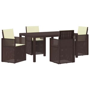vidaXL Set da Pranzo per Giardino 5 pz Marrone e Crema PP