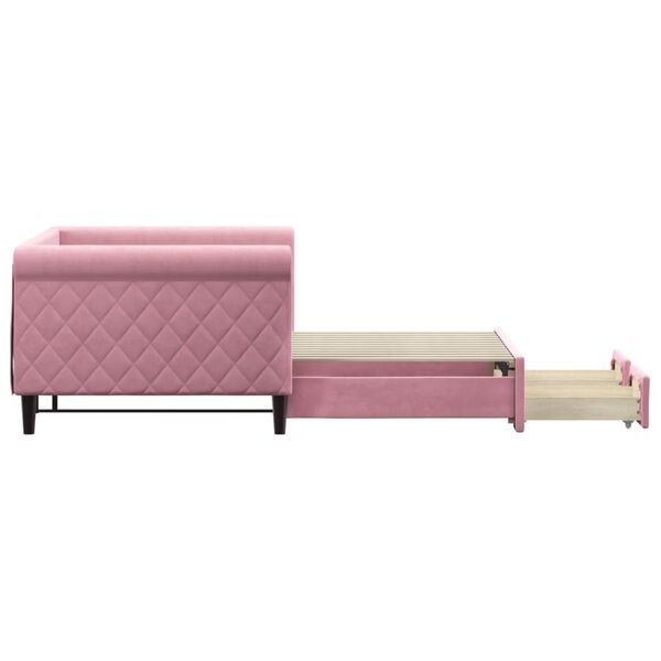 vidaXL Divano Letto Estraibile con Cassetti Rosa 90x200 cm Velluto