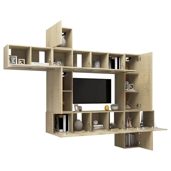 vidaXL Set di Mobili TV 10 pz Rovere Sonoma in Legno Multistrato