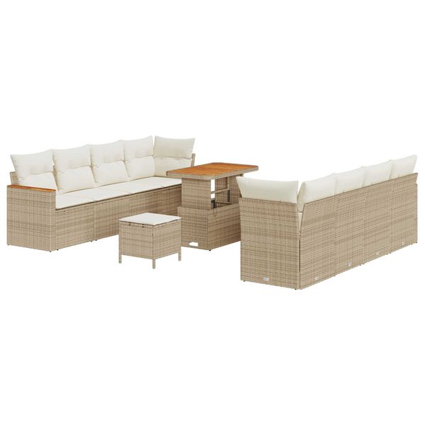 vidaXL Set Divano da Giardino 11 pcs Beige polyrattan