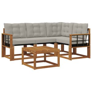 vidaXL Set di divani da esterno 5 pz Grigio Naturale e Chiaro