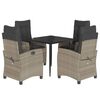 vidaXL Set Pranzo da Giardino 5pz con Cuscini Grigio Chiaro Polyrattan