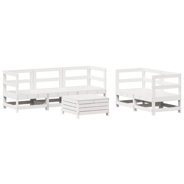 vidaXL Set Divani da Giardino 6 pz Bianco in Legno Massello di Pino