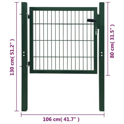 vidaXL Cancello da Giardino 2D (Singolo) Verde 106 x 130 cm