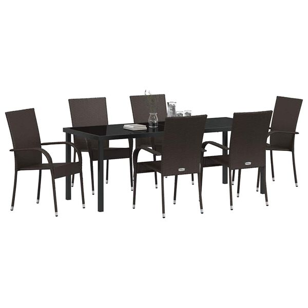vidaXL Set da Pranzo per Giardino 7 pcs Marrone