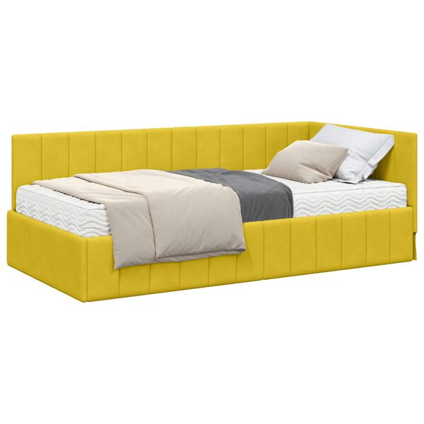 vidaXL Struttura Letto Angolare con Materasso 2 pcs Giallo Velluto