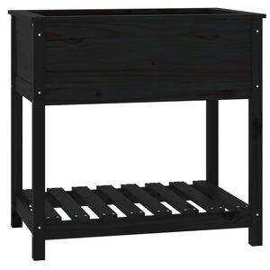 vidaXL Fioriera con Mensola Nera 82,5x54x81 cm Legno Massello di Pino
