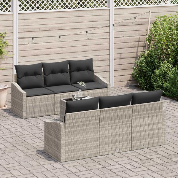 vidaXL Set di divani con cuscino 7 pcs Grigio chiaro polyrattan