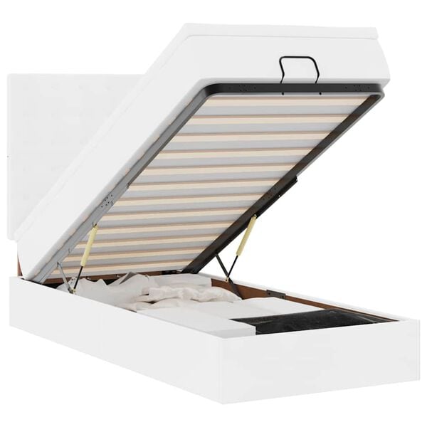 vidaXL Letto Pouf con Materasso Bianco 90x190 cm Similpelle