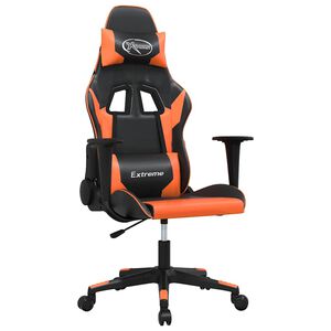 vidaXL Sedia da Gaming Massaggiante Nero e Arancione in Similpelle