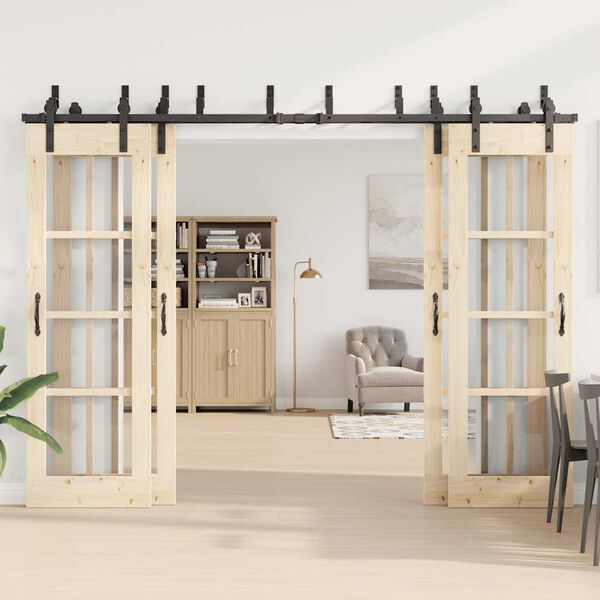 vidaXL Kit di Binari per Porte Scorrevoli 305 cm Acciaio Nero