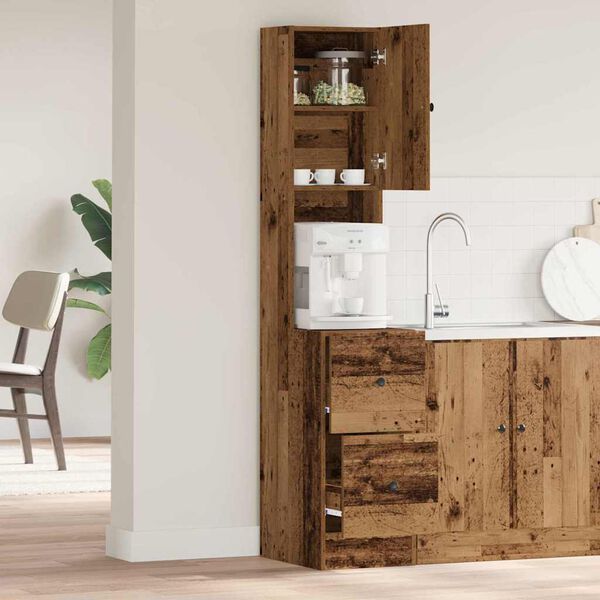 vidaXL Credenza da cucina con cassetto Legno vecchio 32 x 50 x 180 cm