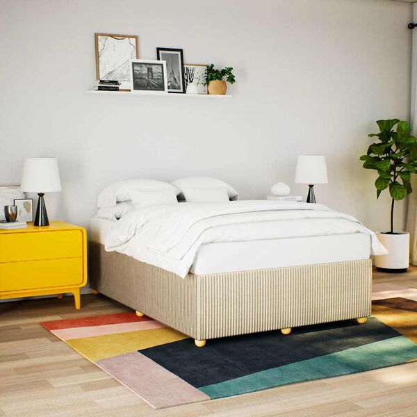 vidaXL Giroletto senza Materasso Crema 160x200 cm in Tessuto