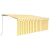 vidaXL Tenda Sole Retrattile Manuale Parasole e LED 4x3m Gialla Bianca