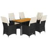 vidaXL Set da Pranzo da Giardino 7 pz Nero con Cuscini in Polyrattan