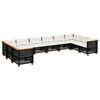 vidaXL Set Divani da Giardino 10pz con Cuscini in Polyrattan Nero