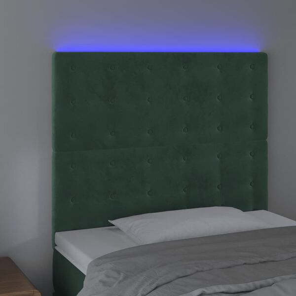 vidaXL Testiera a LED Verde Scuro 100x5x118/128cm in Velluto