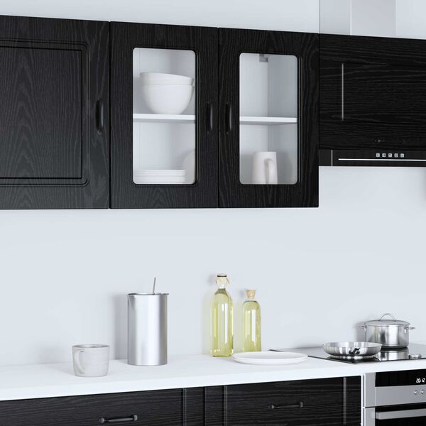 vidaXL Mobile da cucina con porta Kalmar Rovere Nero 80 x 31 x 60 cm