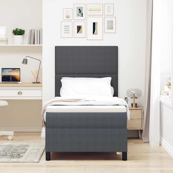 vidaXL Letto a molle con testiera Grigio Scuro e Bianco 90 x 200 cm