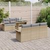 vidaXL Set Divano da Giardino 7 pcs Beige Rattan in Polipropilene